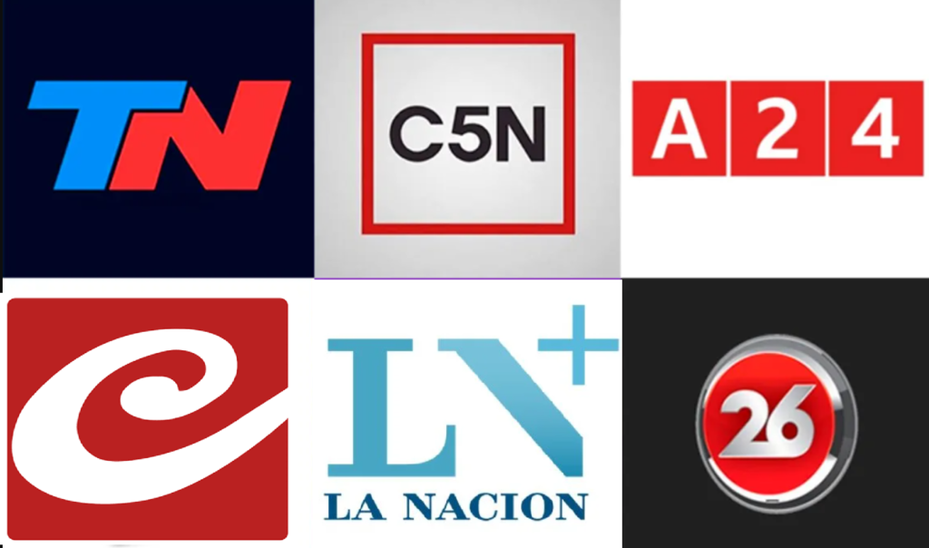 Los logos de los canales de noticias de Argentina 2025